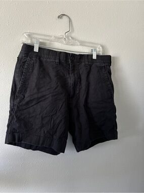 Abercrombie & Fitch Men's Black Flat-Front Cotton Shorts